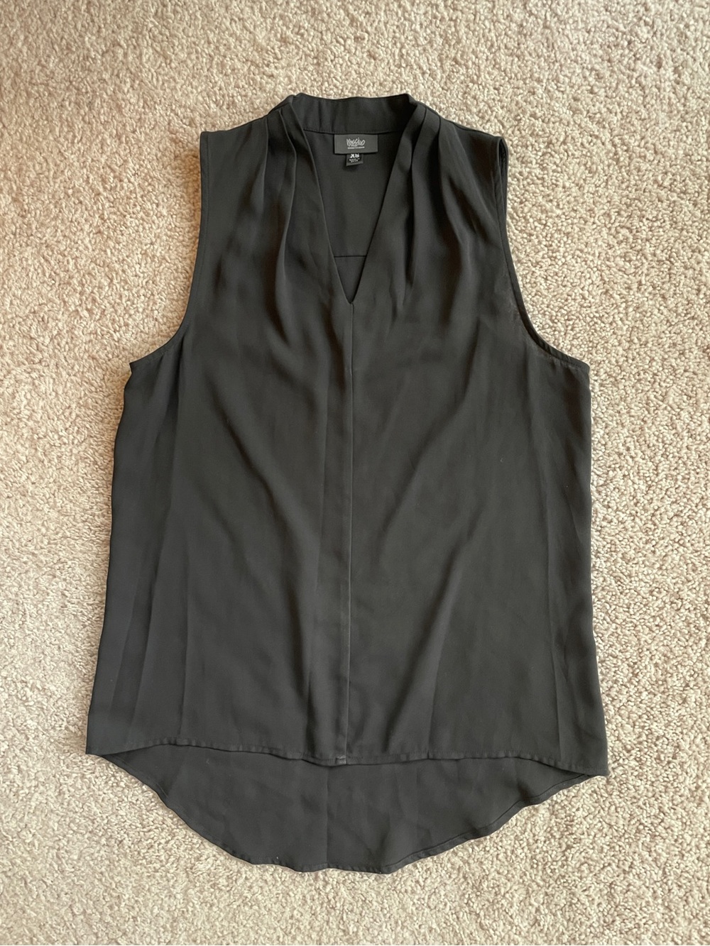 Mossimo Black Contemporary V-Neck Sleeveless High-Low Blouse Top Size XS